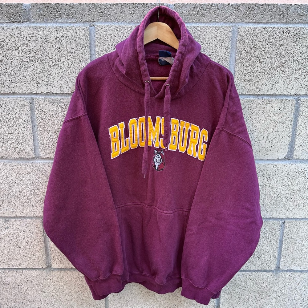 Vintage Bloomsburg University Huskies OVB Hoodie Maroon Mens 2XL